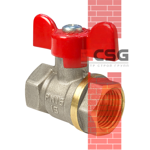 Кран шаровой латунь никель Ду25 Ру40 ВР/"Американка" полнопроходной рычаг  Dist Н143Р арт.1214366CDEK